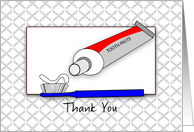 Dental Internship Thank You Card with Tooth Paste and Tooth Brush card