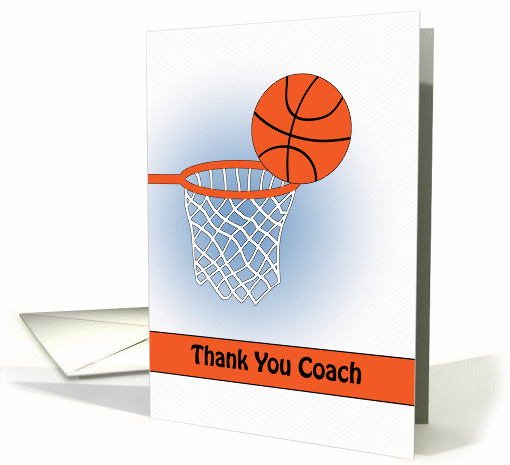 For Coach-Basketball Thank You Greeting Card-Basketball and Net card