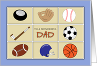 For Dad- For Father Happy Father’s Day Greeting Card with Sports Balls card