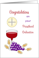 For Priest Priesthood Ordination Card-Host-Wafer-Grapes-Wheat card