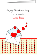 For Grandson Valentine’s Day Greeting Card-Envelope-Red Hearts card