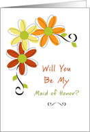 Maid of Honor Request-Three Autumn Flowers card