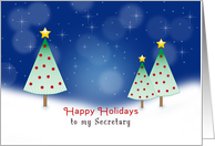 For Secretary Christmas Greeting Card-Trees-Winter Scene-Happy Holiday card