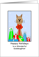 For Goddaughter Christmas Greeting Card-Cat-Presents-Gifts card