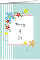 Thinking of You Card-Flowers-Butterflies card