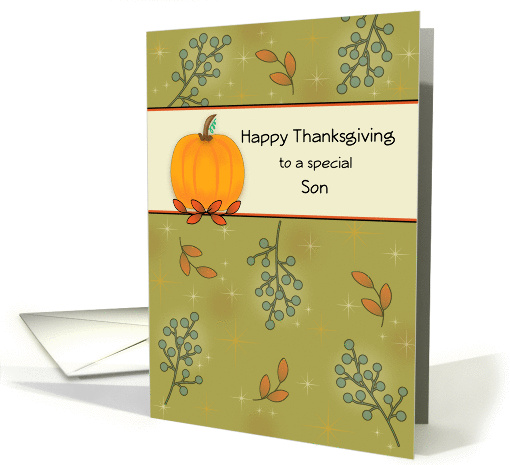 Son Thanksgiving Greeting Card-Pumpkin and Leaves card (836356)