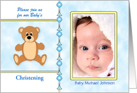 Customizable Christening Invitation for Boy Photo Invitation Card