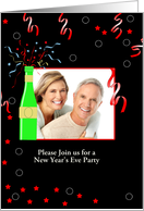 New Year’s Party Invitation-Photo Card-Champagne Streamer-Customizable card