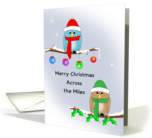 Across the Miles Christmas Card Blue Bird, Red Hat, Scarf, Boots card