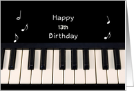 Happy 13th Birthday Greeting Card-Keyboard-Customizable Text-Piano card