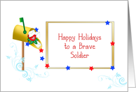 Soldier Patriotic Christmas Greeting Card-Mail Box, Bird, Mail, Stars card