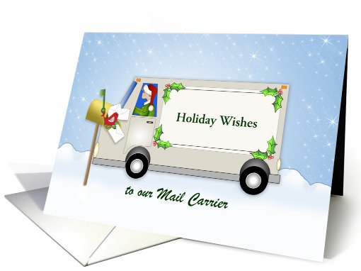 For Mail Carrier-Mail Man Christmas Card-Mail Truck-Mail... (876127)