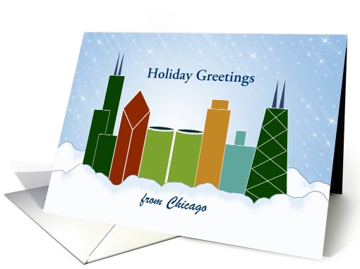 Customizable Chicago Skyline Buildings Christmas card (876723)