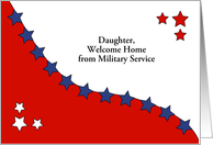 Daughter Welcome Home-Red, White and Blue Stars Customizable Text card