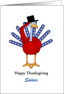 Soldier Happy Thanksgiving-Patriotic Turkey, Stars, Customizable Text card