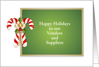 For Vendors Christmas Card with Candy Canes, Holly-Customizable Text card