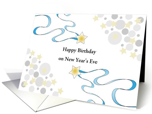 Birthday on New Year's Eve-Stars-Circle Design-Customizable Text card