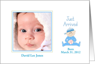 Baby Boy Birth Announcement Photo Cards-Customizable Text-Baseball card