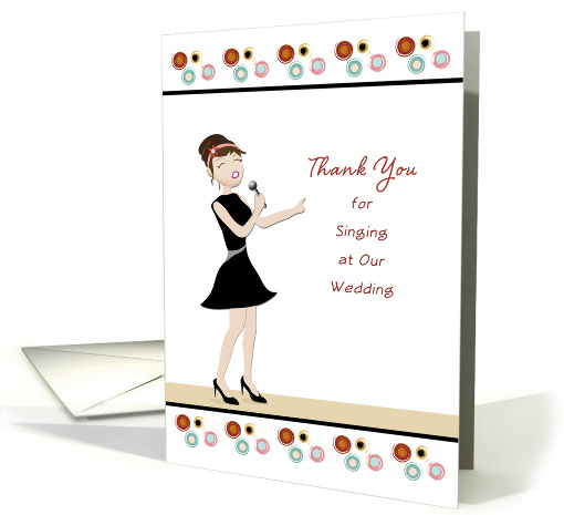 Thank You Wedding Singer-Appreciation-Retro Girl-Microphone card