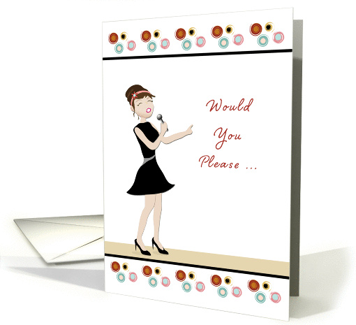 Wedding Singer Invitation Request-Retro Girl-Microphone card (895868)