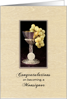 Becoming a Monsignor Greeting Card-Chalice-Grapes-Wafer-Hosts card