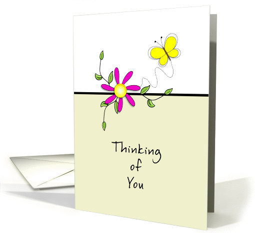 Thinking of You Greeting Card-Butterfly and Flower card (913336)