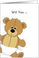 Be My Godfather Christening / Baptism Greeting Card-Bear in Diaper card