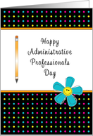 Administrative Professionals Day Greeting Card-Pencil and Blue Flower card