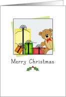 Merry Christmas Greeting Card with Bear and Presents card