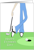 Golf Theme Father’s Day Greeting Card-Golf Ball-Golf Club-Hole in One card