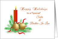 Christmas Card for Sister and Brother-In-Law-Happy Holidays-Red Candle card