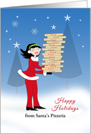 Food Industry Christmas Greeting Card-Retro Girl-Pizza Boxes-Custom card