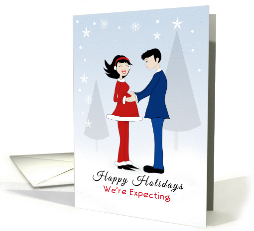 We're Expecting Greeting Card-Christmas Pregnancy Announcement card