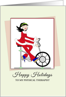 For Physical Therapist Christmas Card-Girl-Santa Outfit-Customizable card