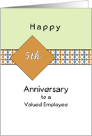 Employee 5th Anniversary Greeting Card-Geometric Design Blue-Orange card