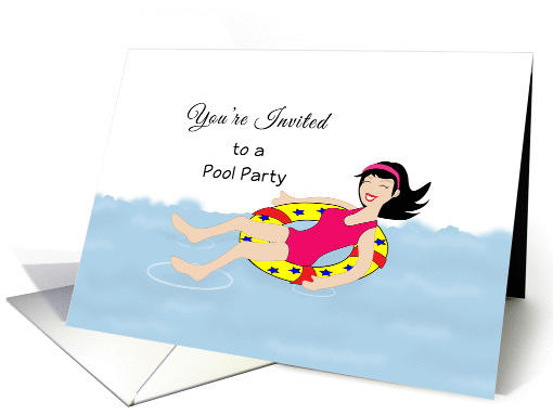 Pool Party Invitation Greeting Card-Retro Girl... (941387)