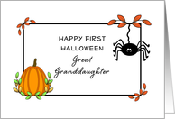 First Halloween Card For Great Granddaughter-Spider-Pumpkin card