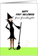 Happy First Halloween Great Granddaughter Greeting Card-Retro Witch card
