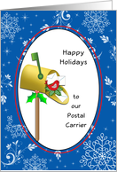 For Postal Carrier-Mailman-Christmas Greeting Card-Red Bird-Mail Box card