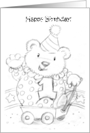 Happy Birthday Bear coloring card