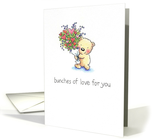 Bunches of Love Birthday, Cute Bear With Heart Flowers card (737803)