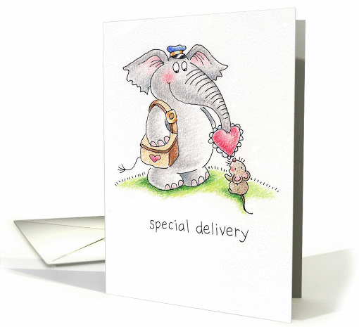 Valentine's Day - Cute elephant and Mouse card (737809)