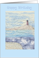Happy Birthday(Embroidered Lighthhouse) card