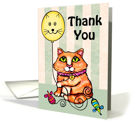 Maine Coon Cat With Balloon Thank You card (811439)