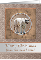 White Tiger Roaring, Circle Merry Christmas, Damask, Vine Abstract card