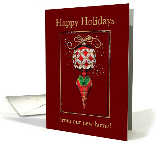 Vintage Ornament, Orange, Happy Holidays, new home card (1009039)