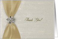 Champagne Satin Ribbon with Jewel, Thank you to Bridesmaid card