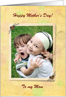 Mother’s Day Photo Card, Yellow Abstract with Hearts card