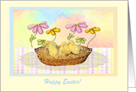 Baby Chicks in a Basket, Happy Easter, Custom Text card