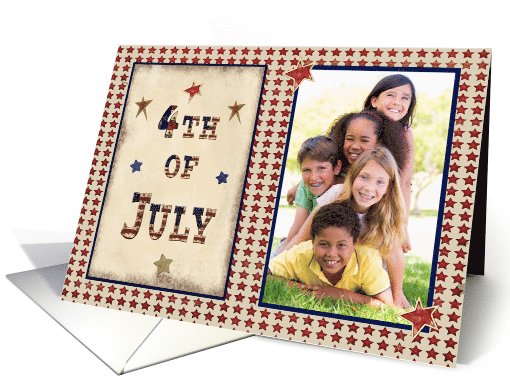 4th of July Photo Card, Stars on Aged Paper Look card (1060213)
